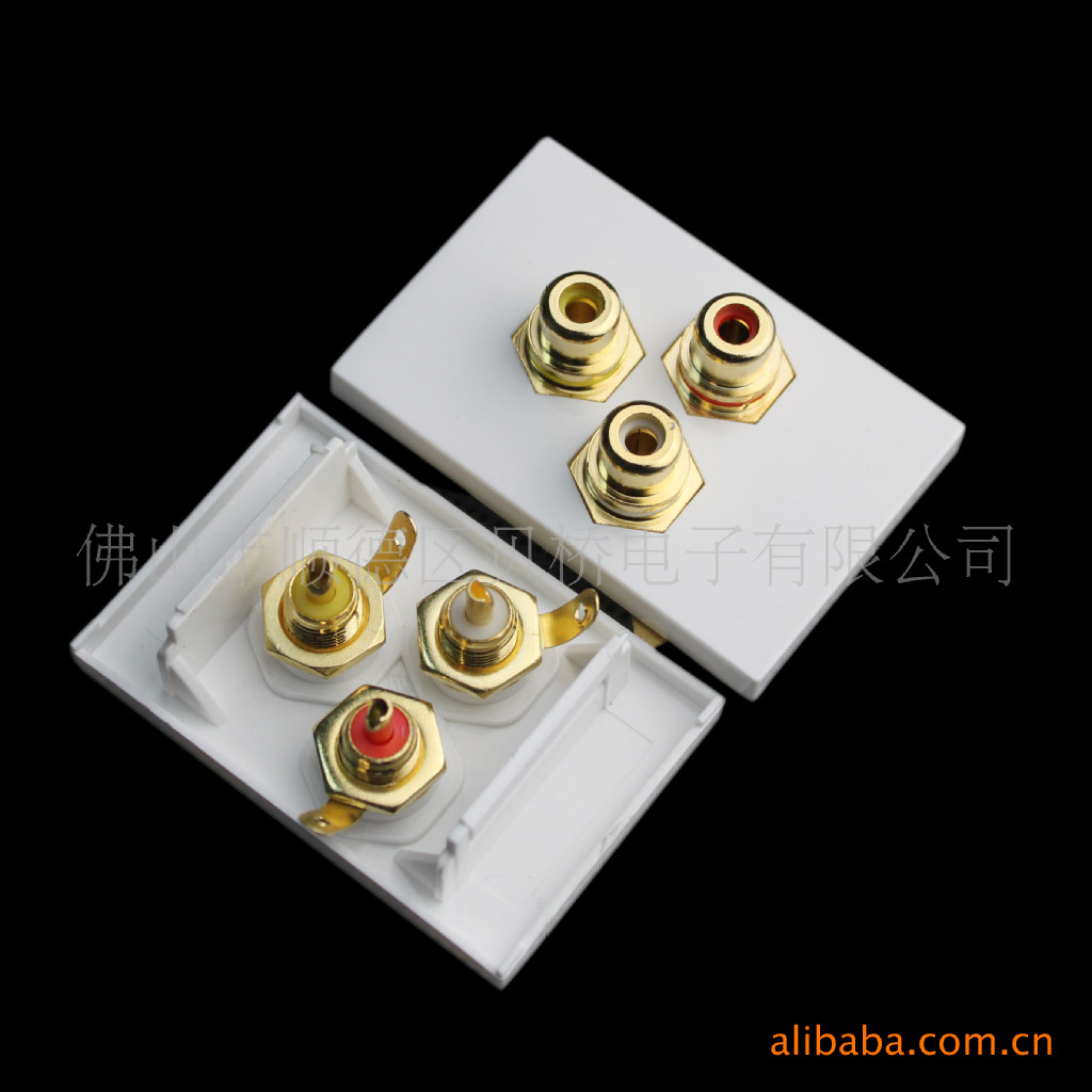 N118-511H AV音视频焊接模块全铜镀金RCA音频视频面板