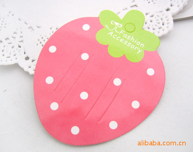 日韩流行饰品发饰吊牌卡纸批发 韩版时尚粉红大草莓发夹卡纸K005