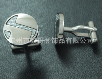 供应A117-BQ圆形袖扣,白色碳纤维袖扣,不锈钢袖扣,上海袖扣