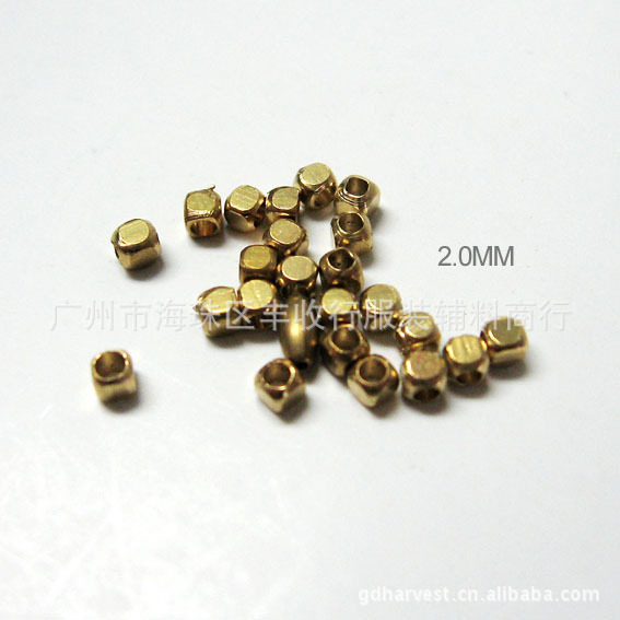 2.0MM倒角方珠 电镀玫瑰金的饰品配件空心四方珠