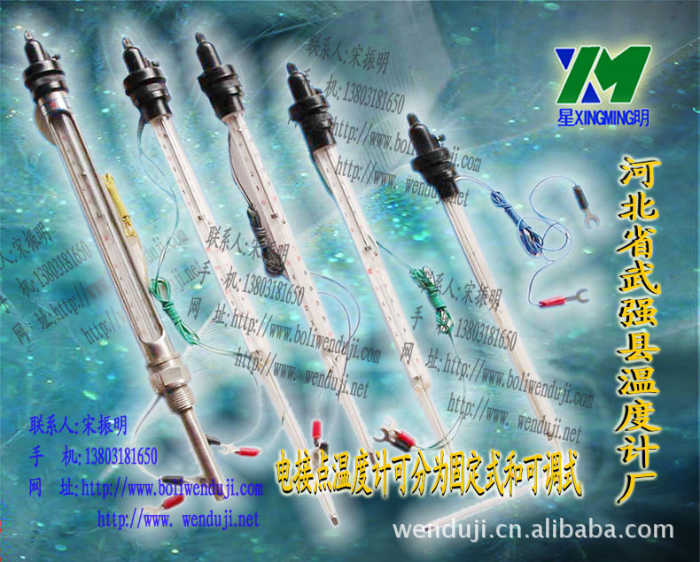 电接点玻璃温度计0-50度 0-100度 保护套固定电接点玻璃温度计