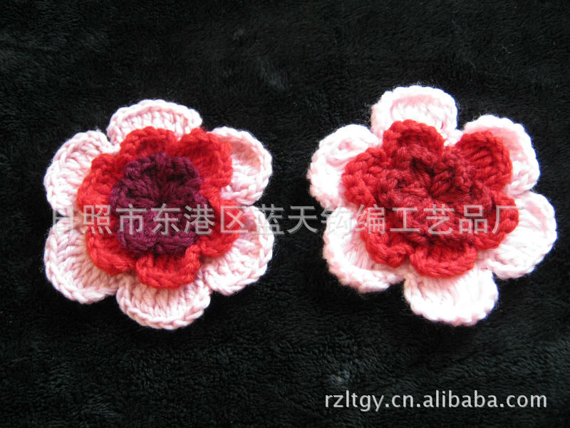 毛线花、毛线钩花、针织花、毛线织花、手钩花
