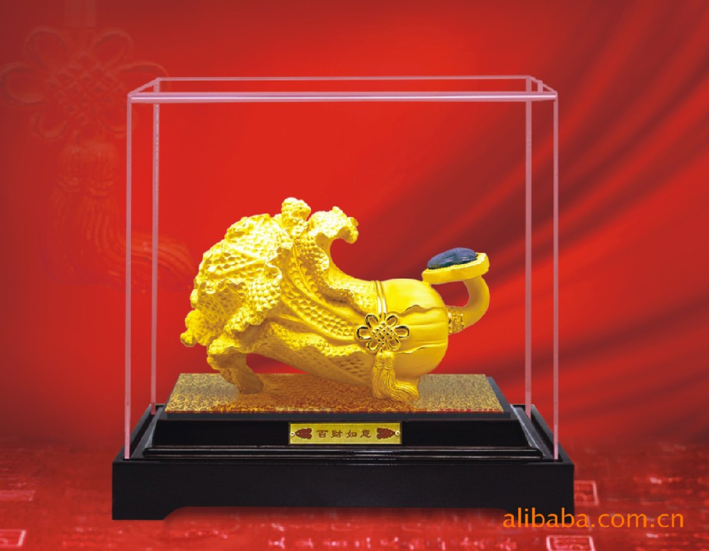 供应招财树、如意百财、绒沙金礼品、黄金工艺品、金莱福礼品