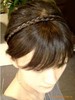 Headband, wig with pigtail, boho style, 1.2cm