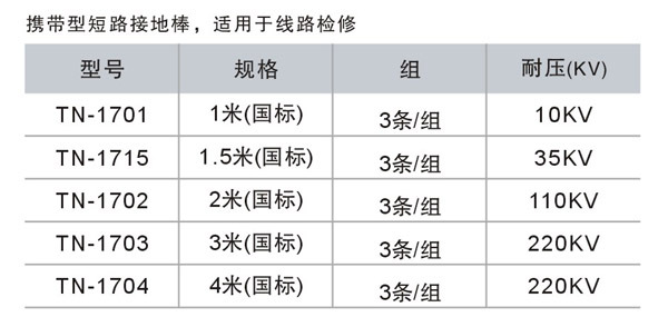 携带型接地棒规格