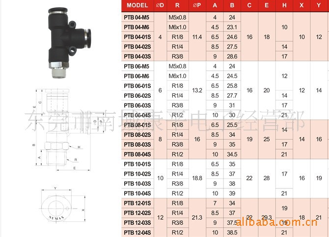 NUMAX　T形接头PTB08-04S(图)