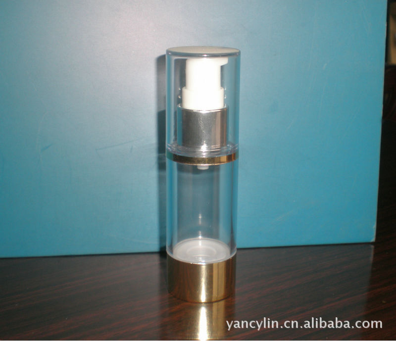 精华露瓶，AS透明电化铝真空瓶，烫金印刷，新款真空瓶15ml D07A
