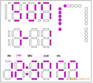 DL9061:13/12位附带20个动点多功能手表IC