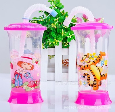 PP400ML儿童吸水杯 卡通图案 可印刷广告