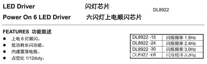 DL8921:6灯上电长闪IC(上电顺闪或不闪,不带触发