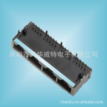 RJ45网络接口 PCB插座 RJ45网络母座 4口1*4全包带屏蔽PCB-840A
