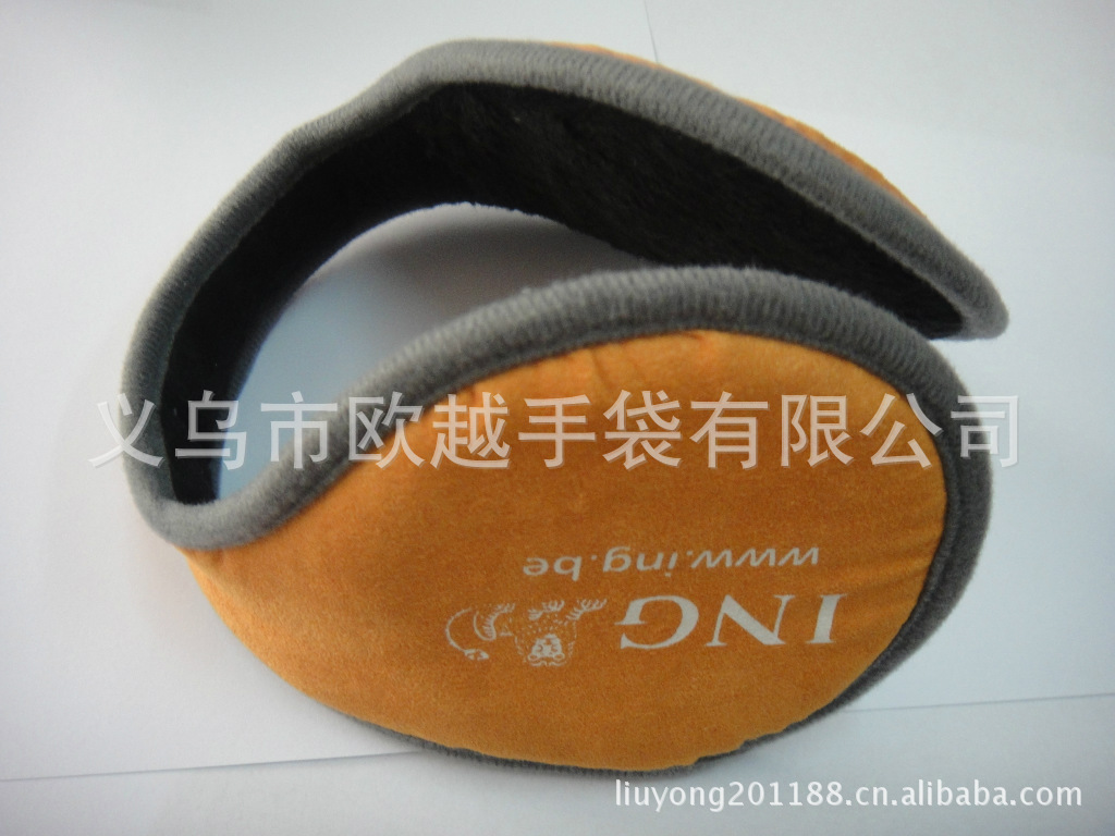 供应橙色绒布烫画保暖耳罩，供应绒布烫画促销保暖耳罩