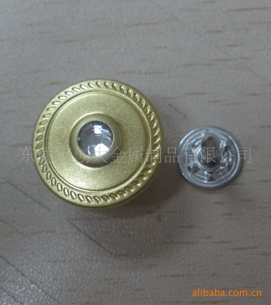 厂家直销17mm镶哑克叻钻摇头工字钮　铜钮扣　旋转工字钮　牛仔钮