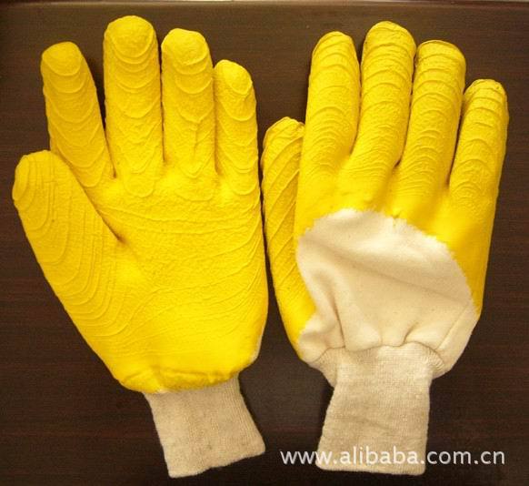 Protección del trabajo de protección de inmersión guantes resistentes a altas temperaturas suministro de franela arruga semi-inmersión guantes resistentes a altas temperaturas