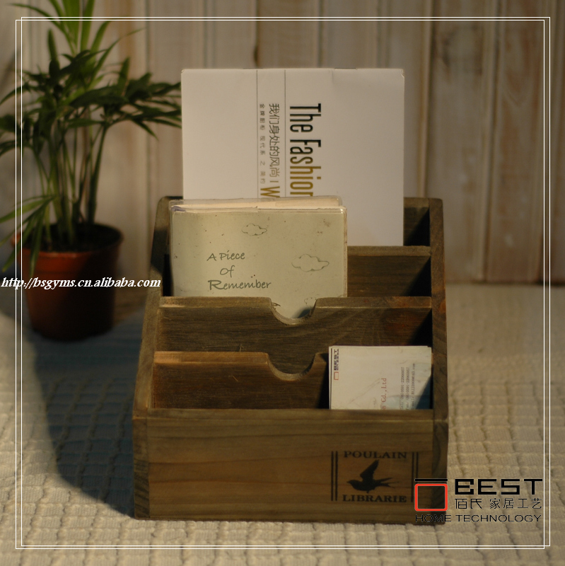 Zakka 스타일 가정용 식료품 단단한 나무 보관함 명함 보관함 나무 색상 보관함 편지 상자