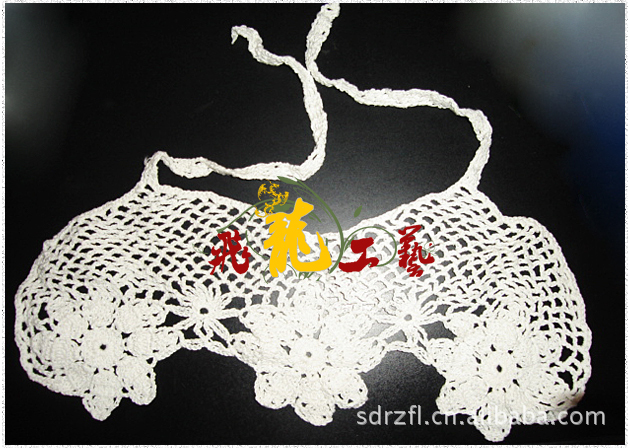供应手钩领花，衣领，棉线花边领子。手工钩编各种领花