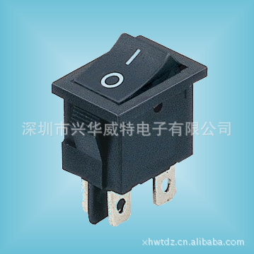 KCD117 电源翘板开关 船形船型开关 黑色4脚二档平面
