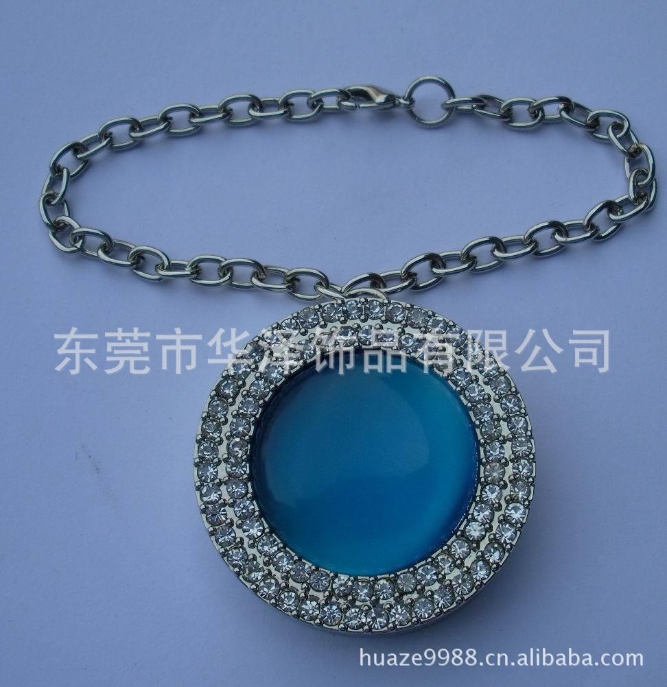 锌合金挂包钩、挂包扣、手袋钩、包包扣、带链条82粒钻圆形挂包扣