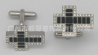 供应A4188K-DJ宝石袖扣，不锈钢袖扣，十字架形袖扣，珐琅袖扣