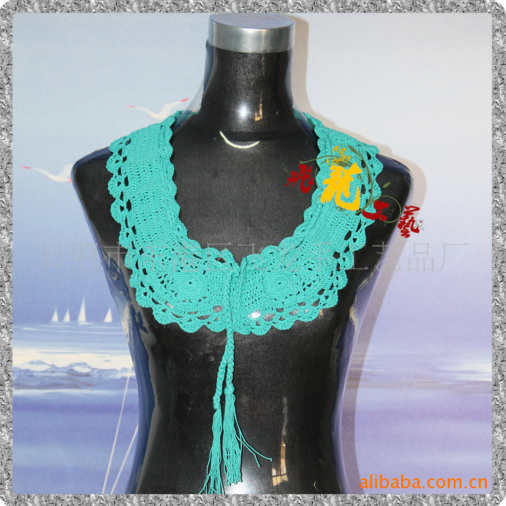 供应手钩，钩针领花。棉线钩编衣领。款式新，品种全