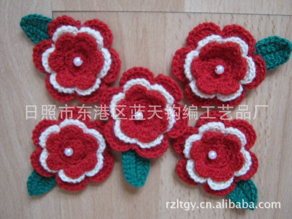 厂家供应毛线手钩花、手工钩花、钩针毛线花饰品