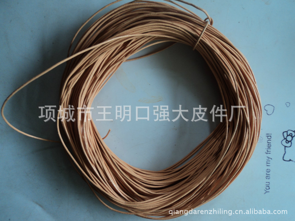 【供应卡其色皮绳】1MM圆牛皮绳  牛皮线编织手工配饰复古