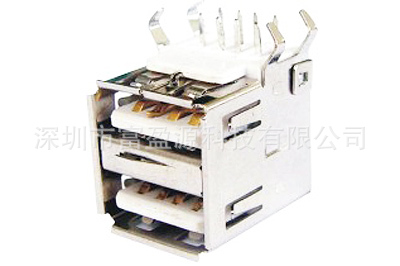 USB90°双层母座白胶双usb排针连接器接头端子镀金五金工具