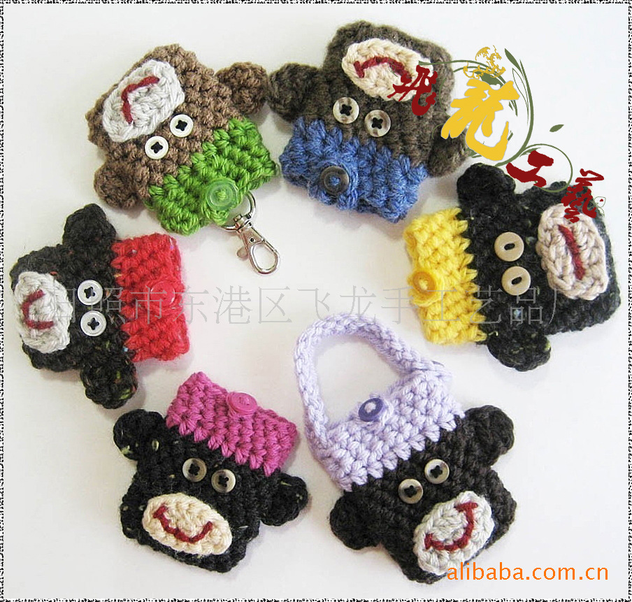 供应手钩手机套，钩针手机包，卡通玩具手袋。H-33