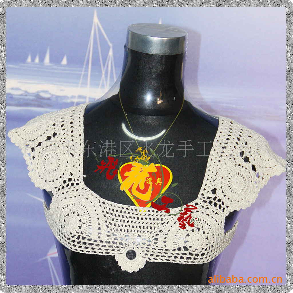 供应手钩衣领，领花。手钩织带。手工钩编花款式新品种全