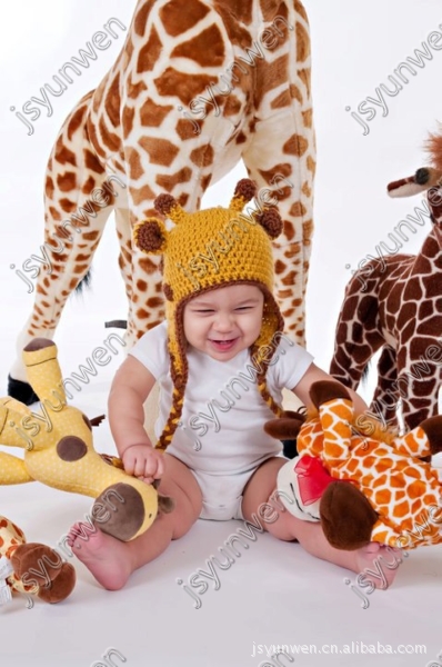 欧版儿童帽卡通长颈鹿  优质纯羊毛线 厂家正品直销 小额批发