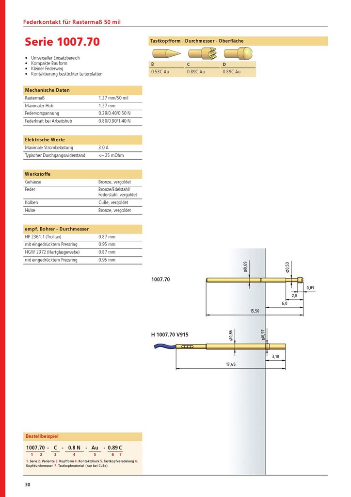 德国PTR进口光板测试探针 1007-d-0.25n德国进口探针 ptr探针