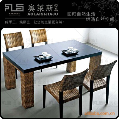 Hotel Restaurant Restaurant club Rattan chairs coffee Western Restaurant Wicker chair Armchair Wai chair Handrail solid wood Dining chair