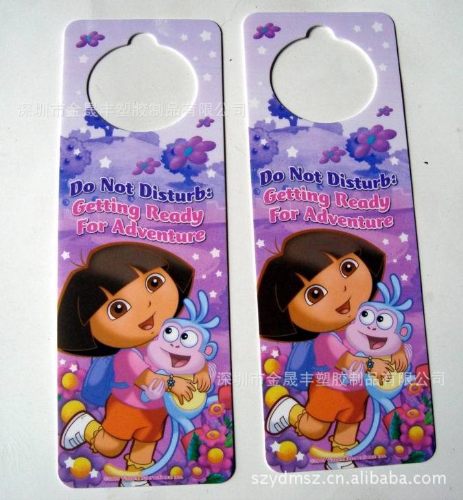 深圳供应 PP彩色印刷卡通门挂牌酒店门把手塑料圆孔房门牌