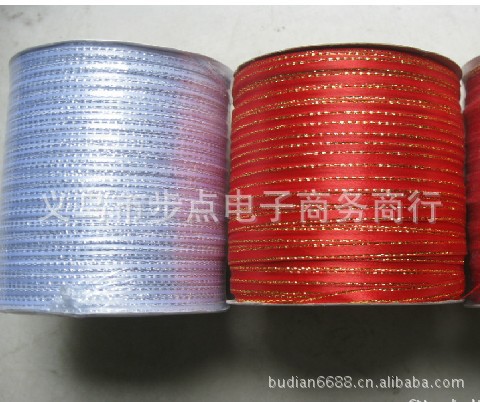 供应批发 三鼎牌双面金边缎带 DIY手工绸带 礼品礼盒包装