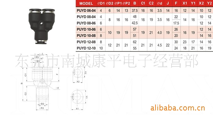 NUMAX Y形接头PUYD08-06(图)