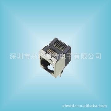 RJ45网络接口母座 8P8C 90度 半前包屏蔽下空
