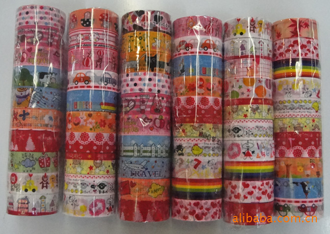 厂家供应 定做各种图案卡通胶带 韩国卡通造型 雷色胶带|ru