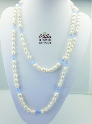 供应毛衣链 花式珍珠项链毛衣链 珍珠双层毛衣链项链批发 HL-003|ms