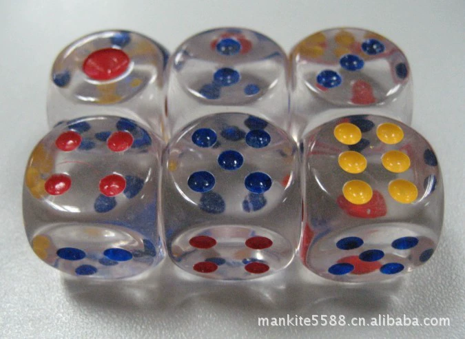 Yellow acrylic dice rounded, 16mm