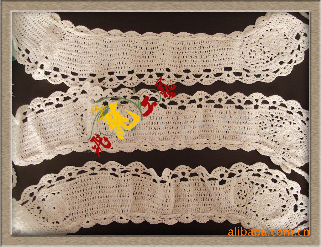 供应棉线领花，服装辅料花边。手工钩编花款式新品种全