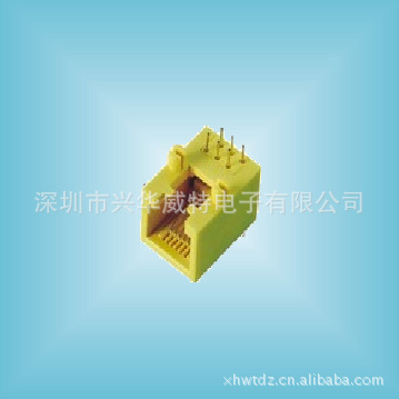 RJ11电话插座 RJ11网络接口 网口 90度 黄色全塑母座接口
