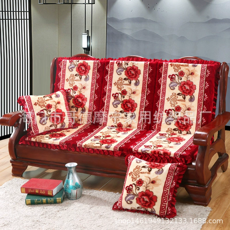 Осенне-зимняя подушка из массива дерева, нескользящая утолщенная губчатая подушка из красного дерева со спинкой, съемная и моющаяся спинкой