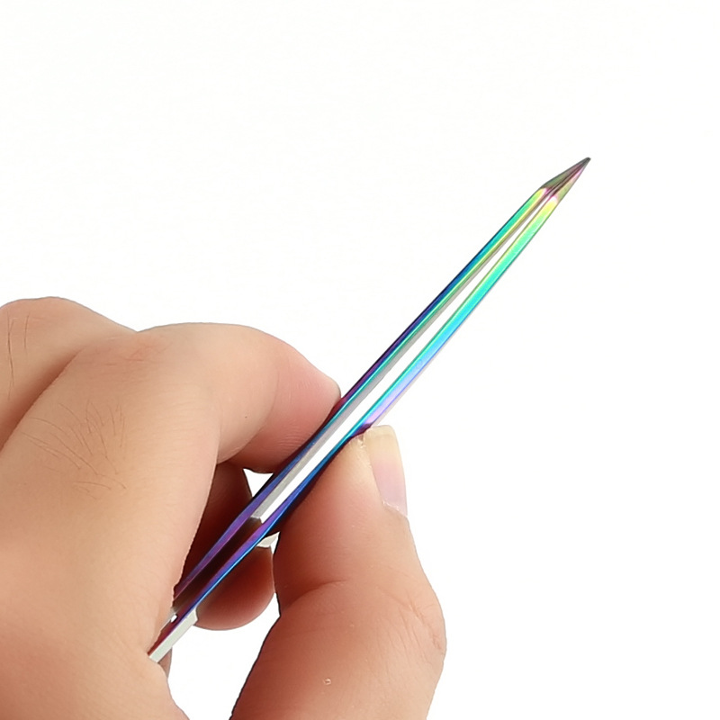 Injerto de pestañas postizas pinzas de floración de color titanio clip de plumas de oro precisión de acero inoxidable pinzas de pestañas coloridas herramienta de belleza de pestañas