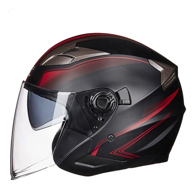 Motosiklet kaskı (dəbilqə) — Double Lens Half Helmet Women's - sub-black-red-m