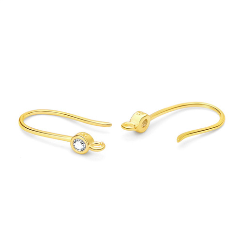 S925 sterling silver ear hooks with diamond ear hooks earrings jewelry gold-plated handmade DIY earrings accessories factory direct sales wholesale