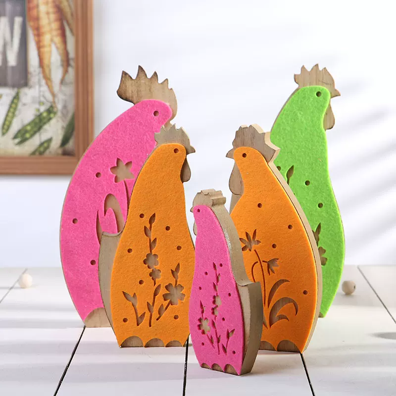 复活节桌面装饰兔子摆件木制创意木质工艺品小鸡手作手工现代风