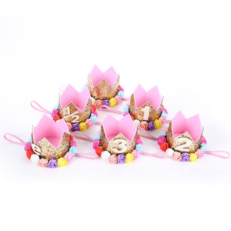 欧美儿童发带发箍精美可爱皇冠发饰生日派对表演花朵组合头饰批发