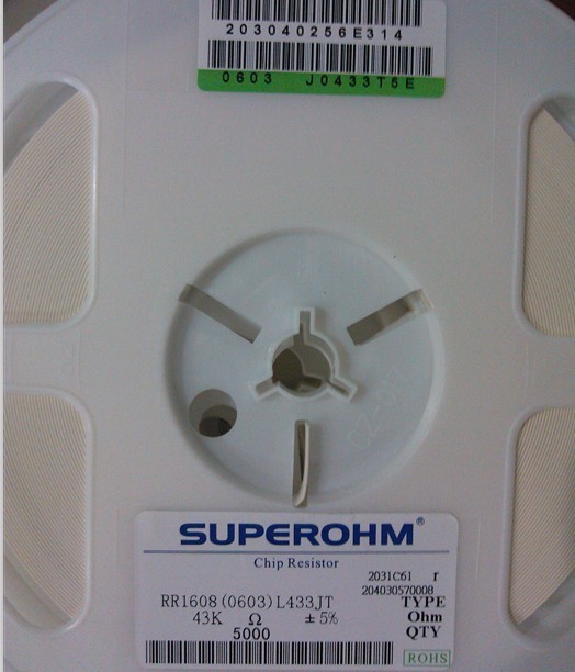 0603J0433T5E RR1608(0603)L433JT 43K 5% SUPEROHM SMD原装现货