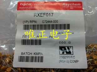 RXEF017  Tyco/Raychem自恢复保险丝，60V 0.17A，正品现货