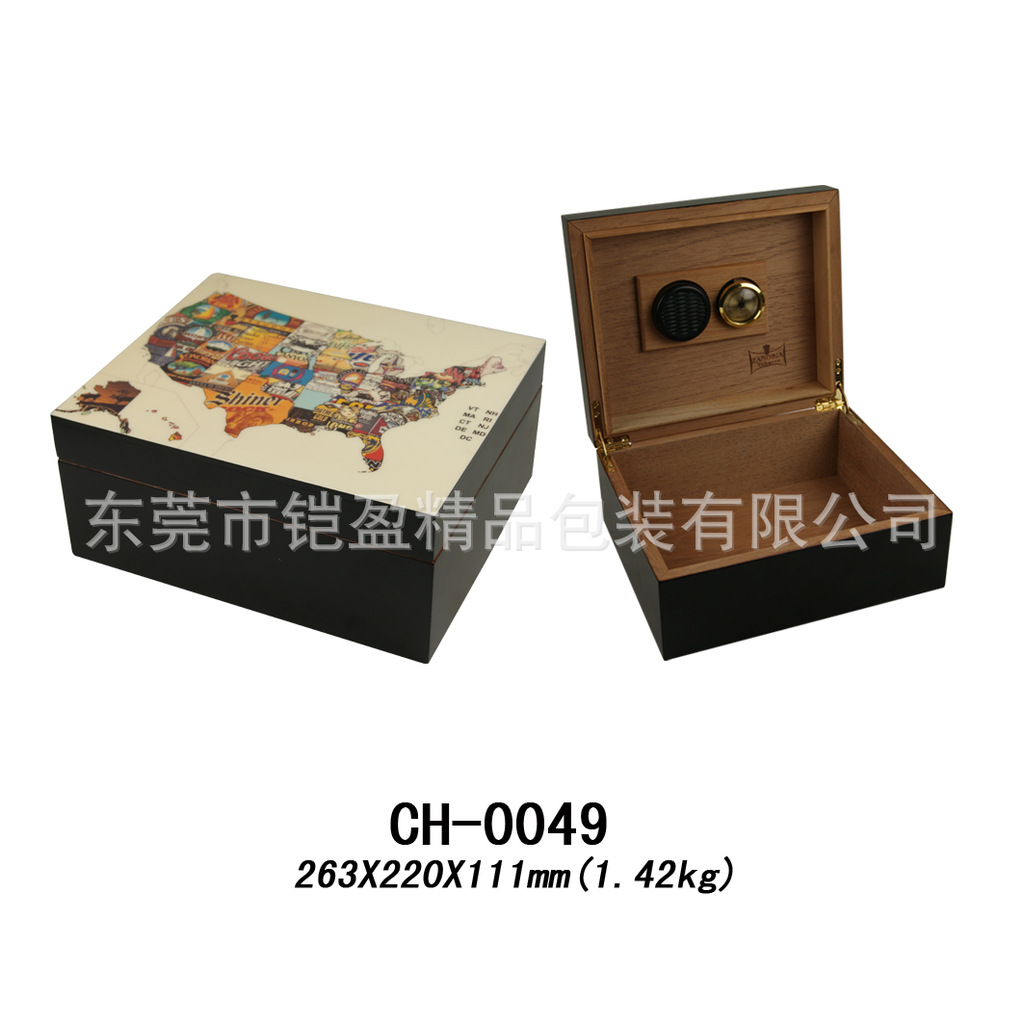 厂家直供黑色25支装哑光木制雪茄保湿盒CH-0049[10个起订]实木